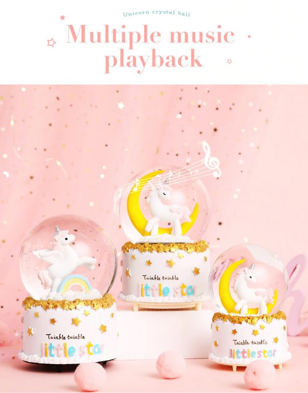 Unicorn Crystal Snow Ball Music Box - Funny Unicorns Store